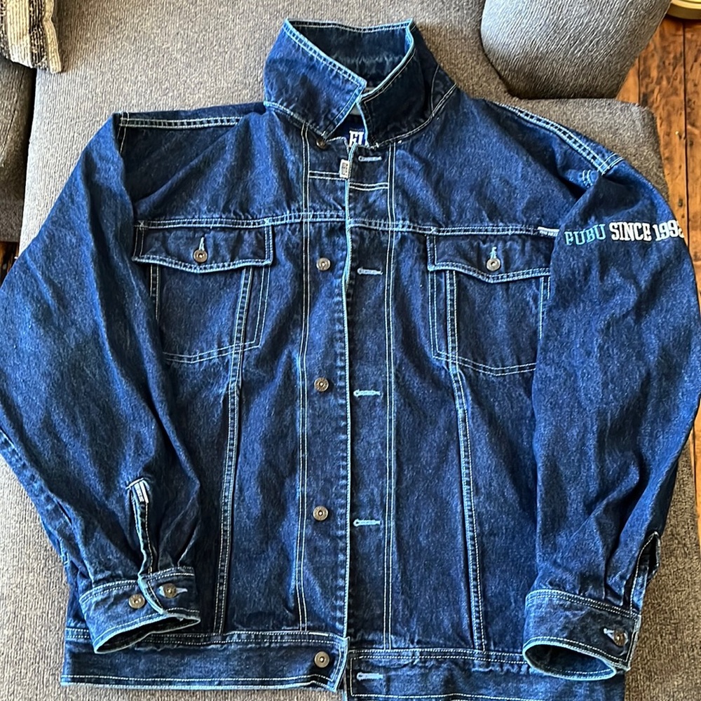Men’s FUBU jean jacket. Never worn. Excellent condition.